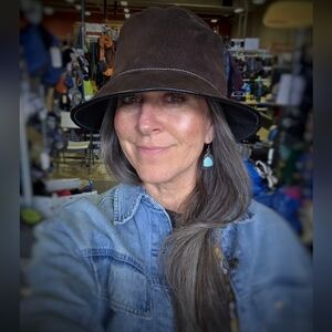 Brown genuine Suede Bucket Hat - Women